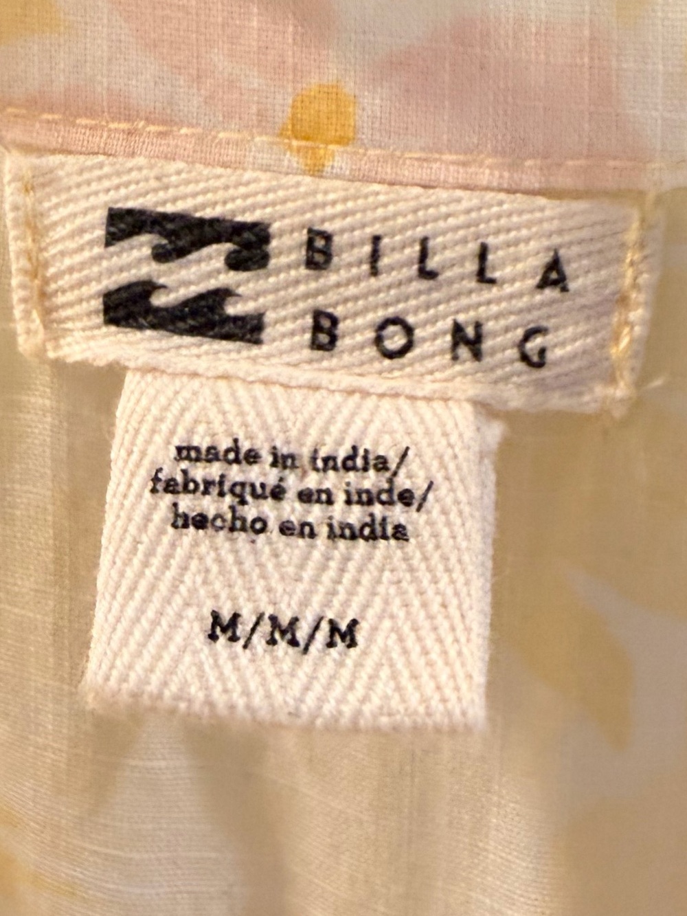 Billabong Pale Yellow & White Cotton Floral Shirt - Picture 7 of 12